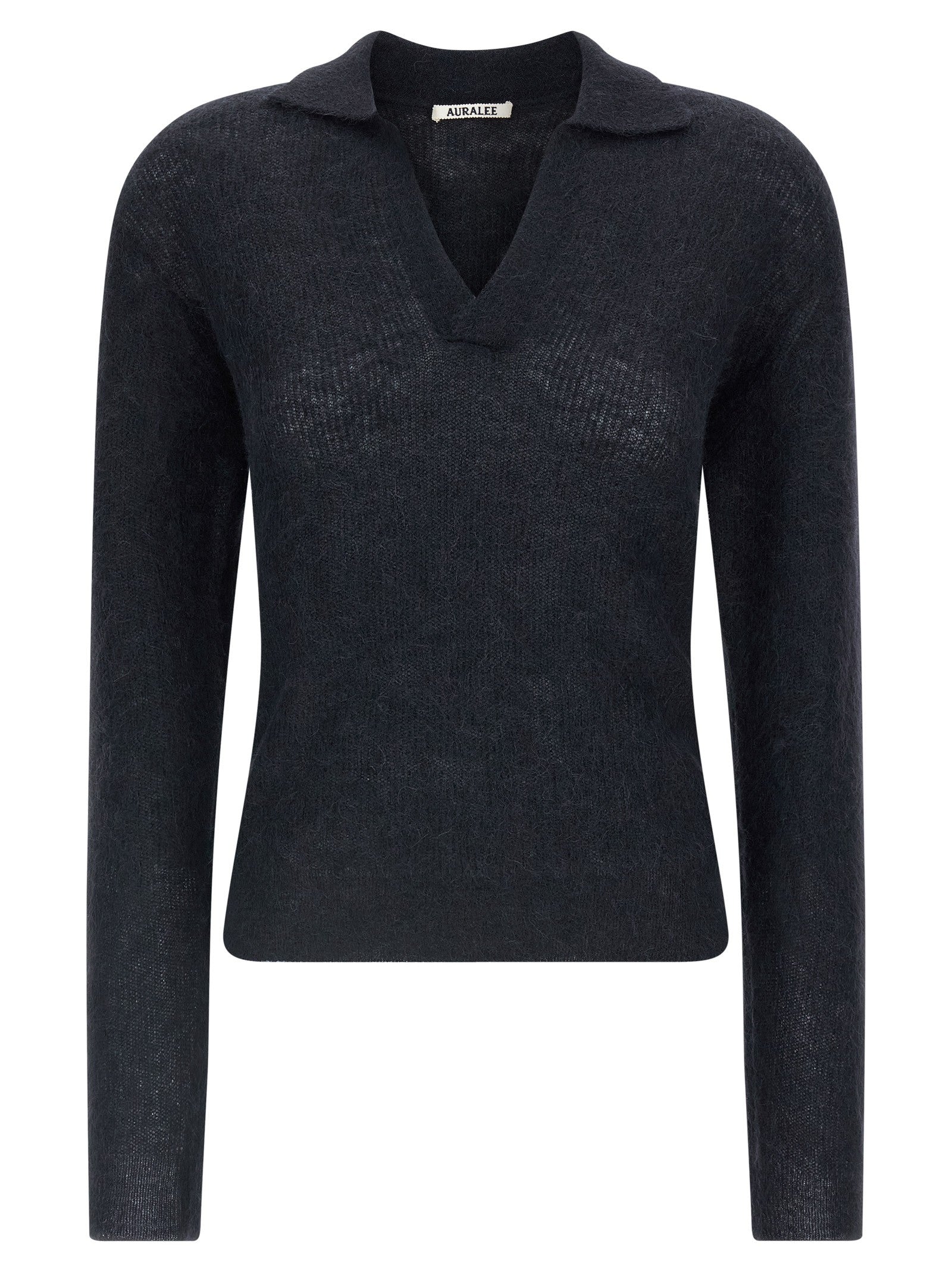 AURALEE Tam Yarn Polo Shirt Blue