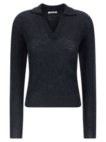 AURALEE Tam Yarn Polo Shirt Blue