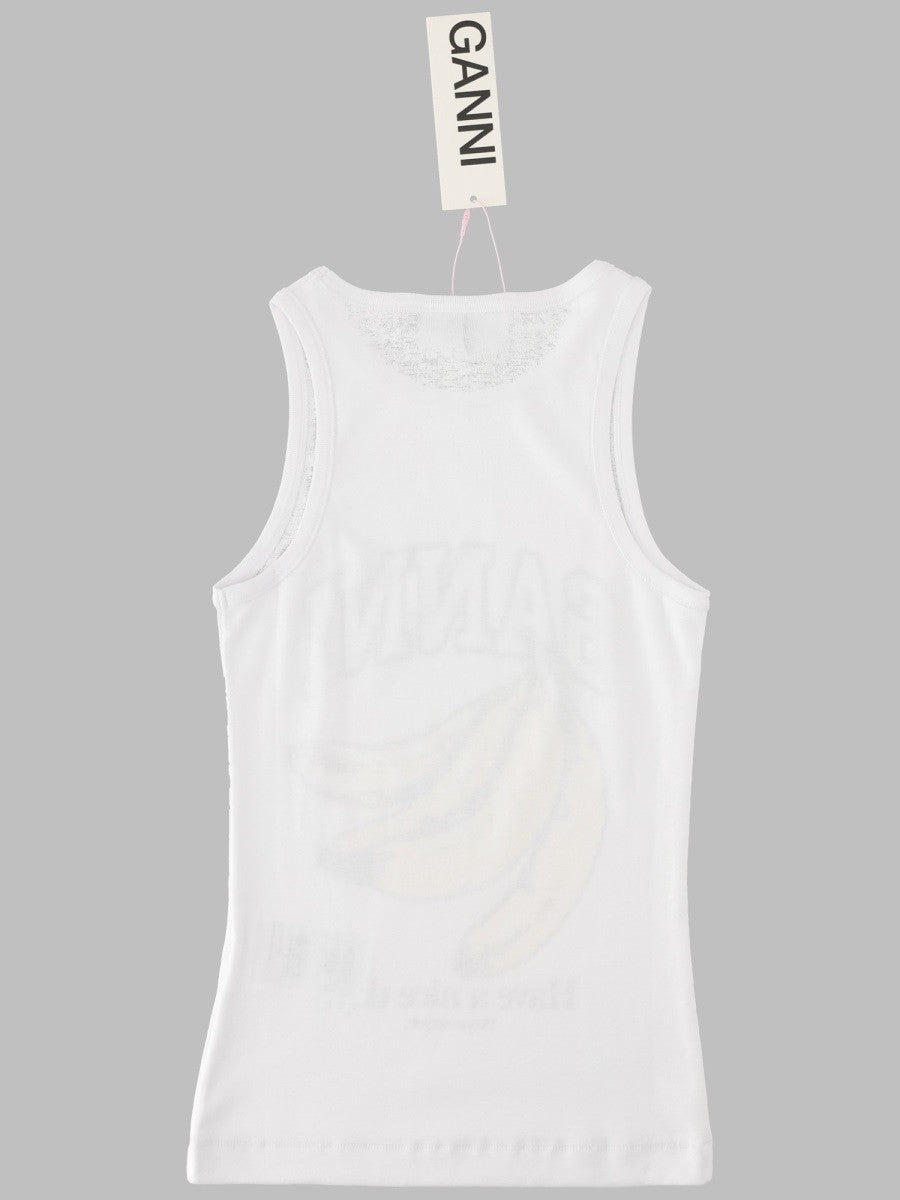 Ganni Women's Tank Top Con Stampa Banana White