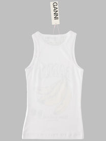 Ganni Women's Tank Top Con Stampa Banana White