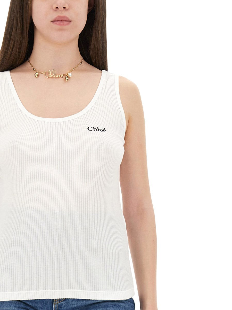 Chloé Women's Tank Top Con White