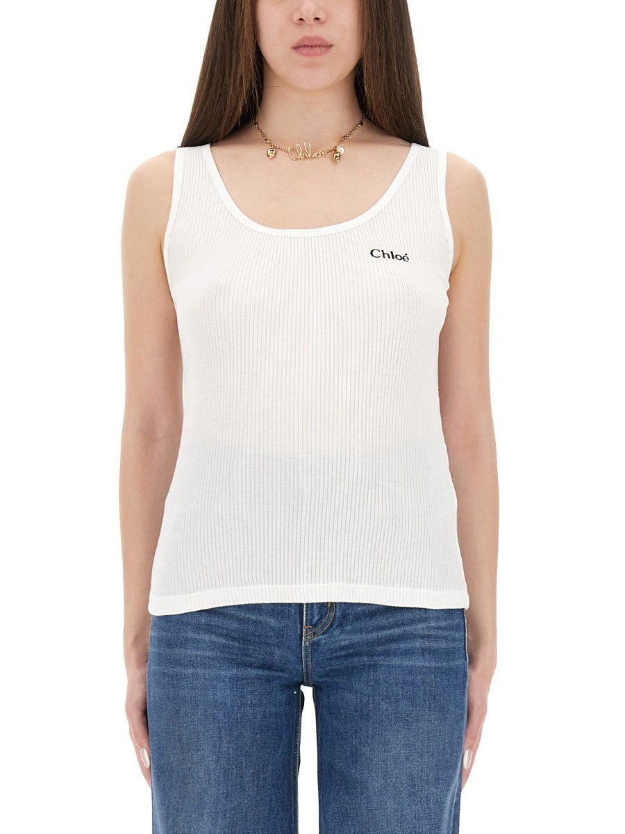 Chloé Women's Tank Top Con White