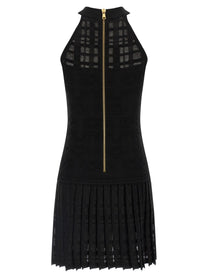 Balmain Tartan Knit Dress Black