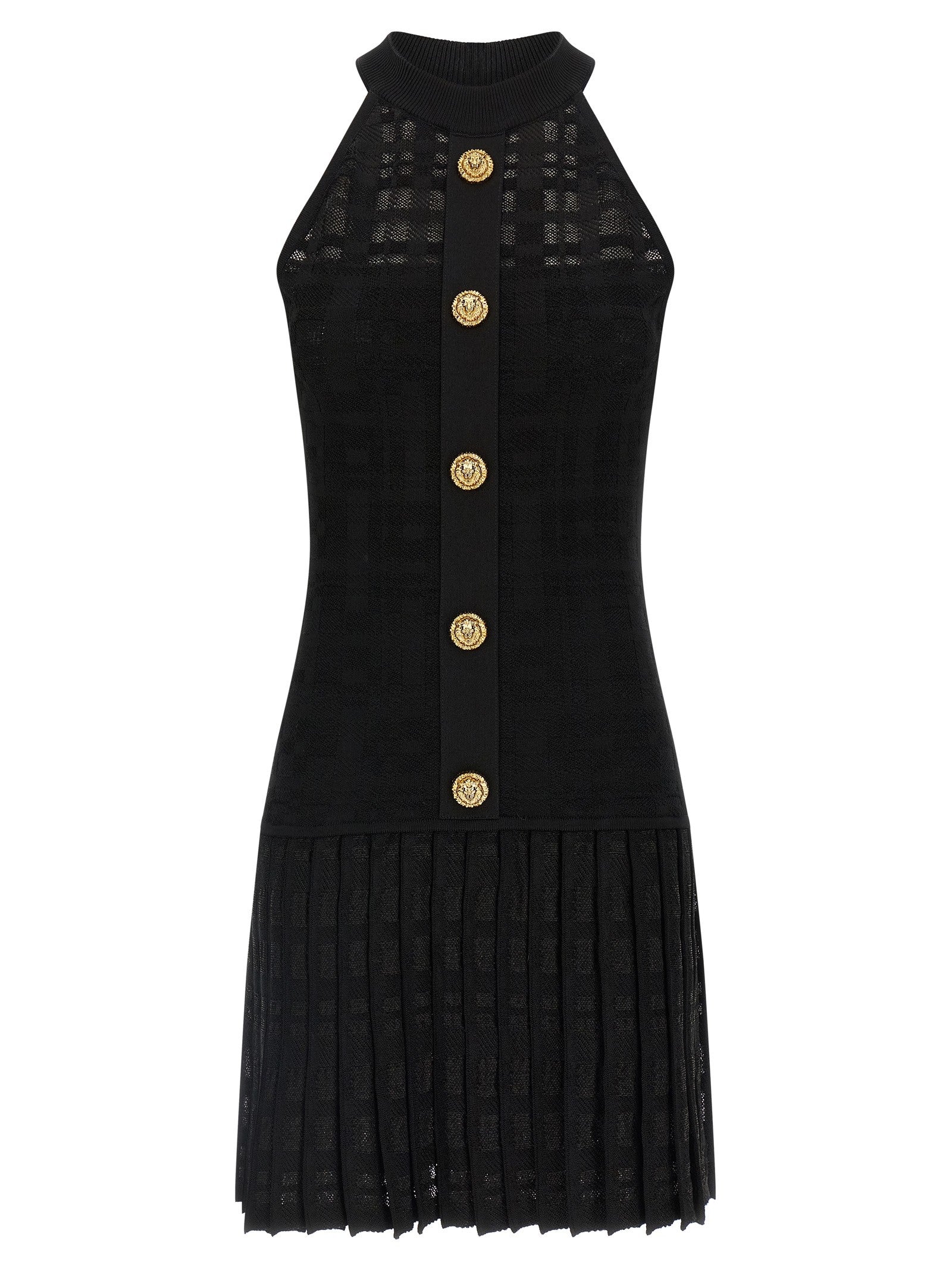 Balmain Tartan Knit Dress Black