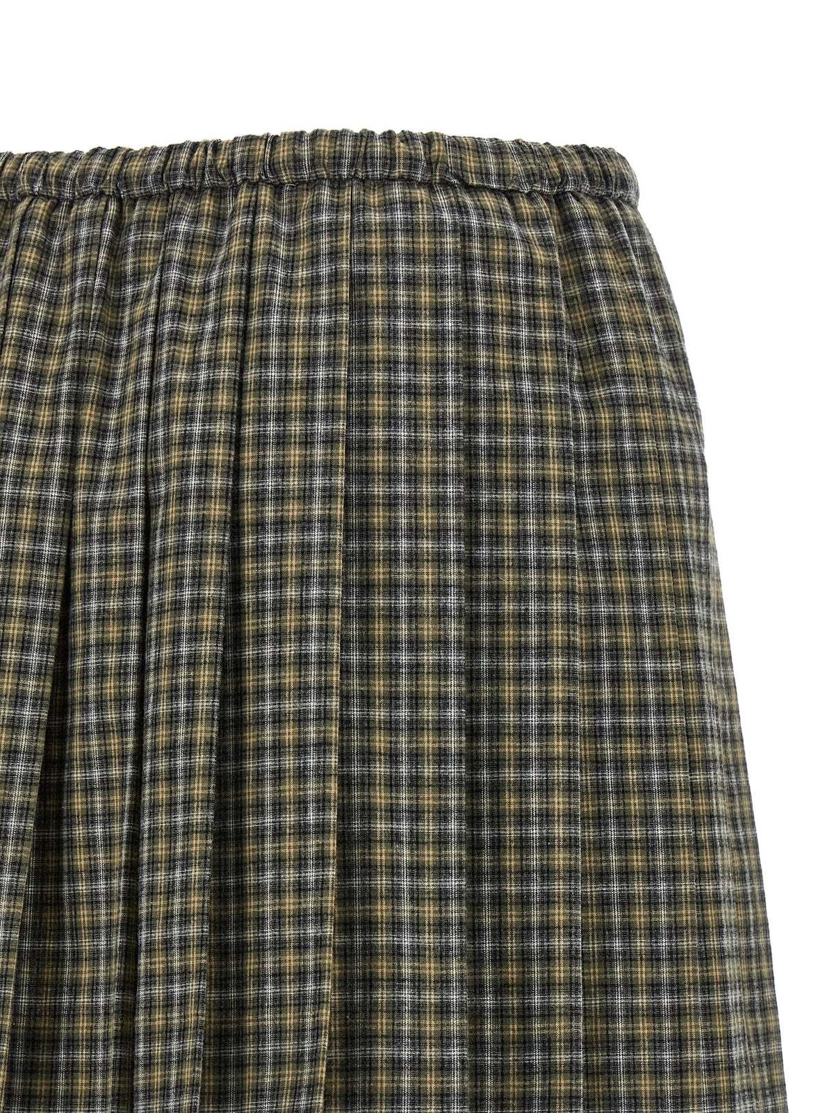 Miu Miu Tartan Pleated Skirt Gold