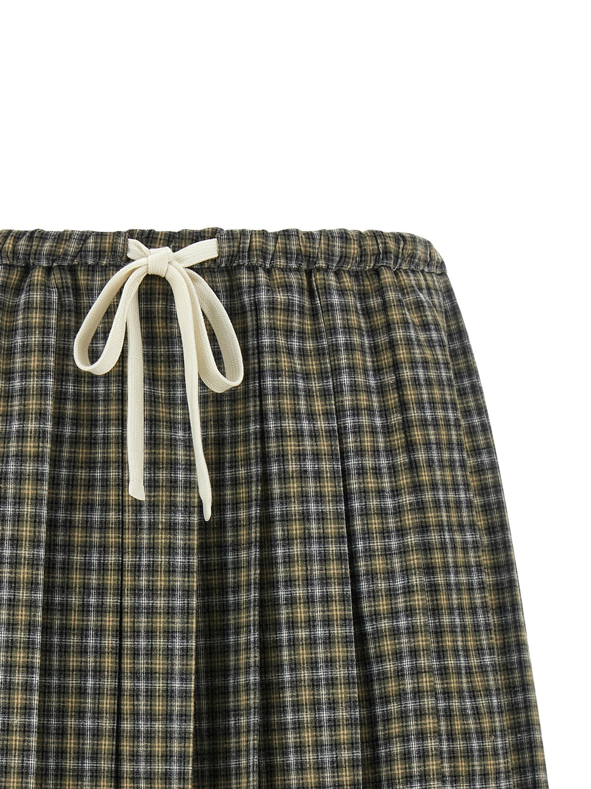 Miu Miu Tartan Pleated Skirt Gold