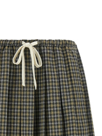 Miu Miu Tartan Pleated Skirt Gold