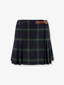 Celine Women's Tartan Wool Kilt Miniskirt Blue Celine