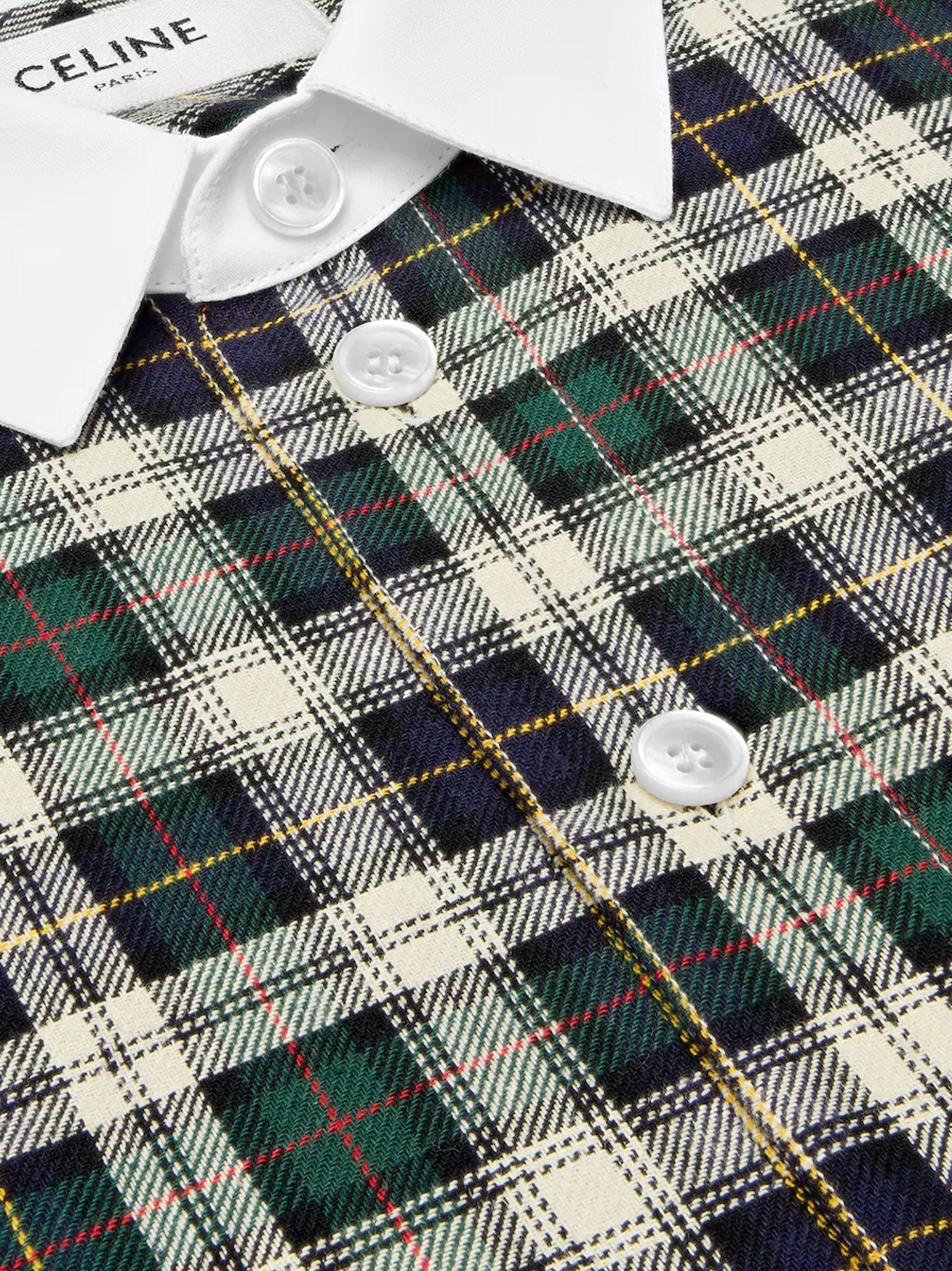 Celine Women's Tartna Cotton Shirt Green Celine