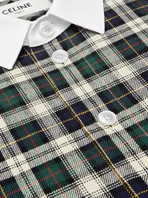 Celine Women's Tartna Cotton Shirt Green Celine