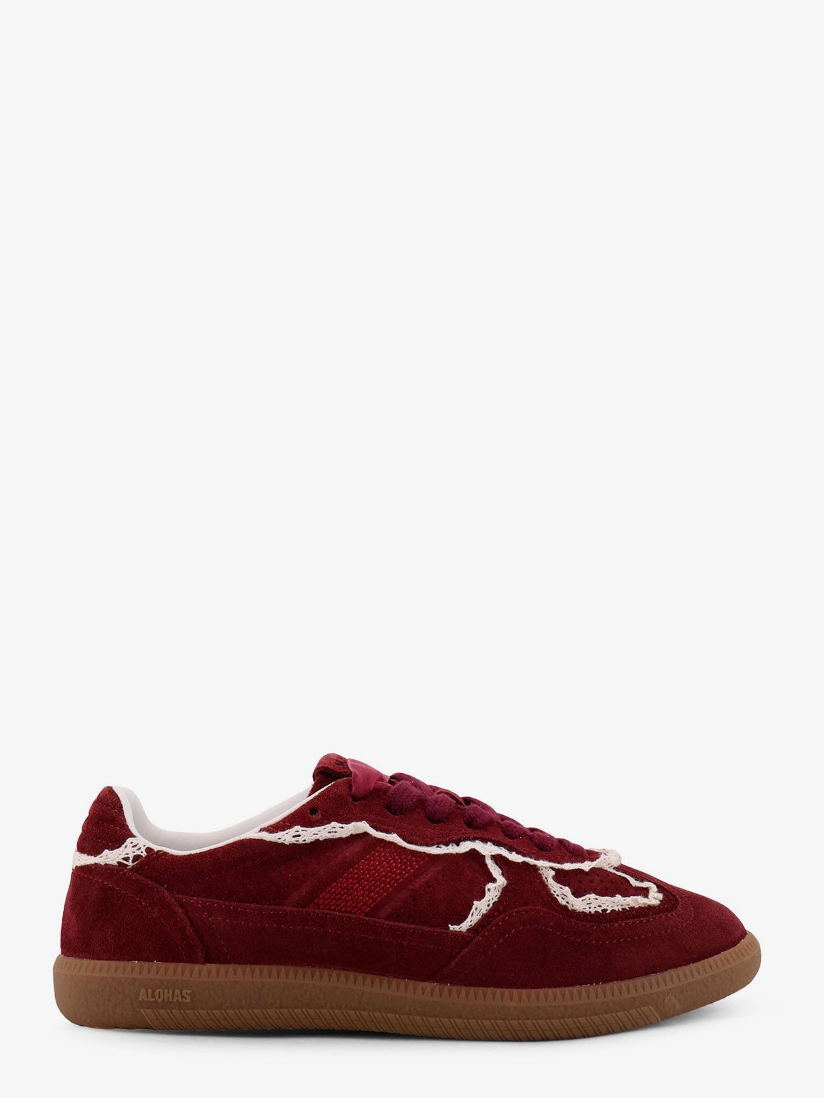Alohas Women's Crochet Suede Sneakers Red