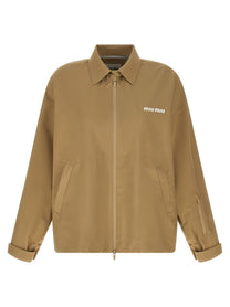Miu Miu Tech Canvas Windbreaker Beige