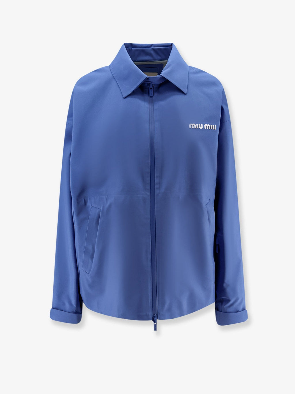 Miu Miu Women's Tech Canvas Windbreaker Blue