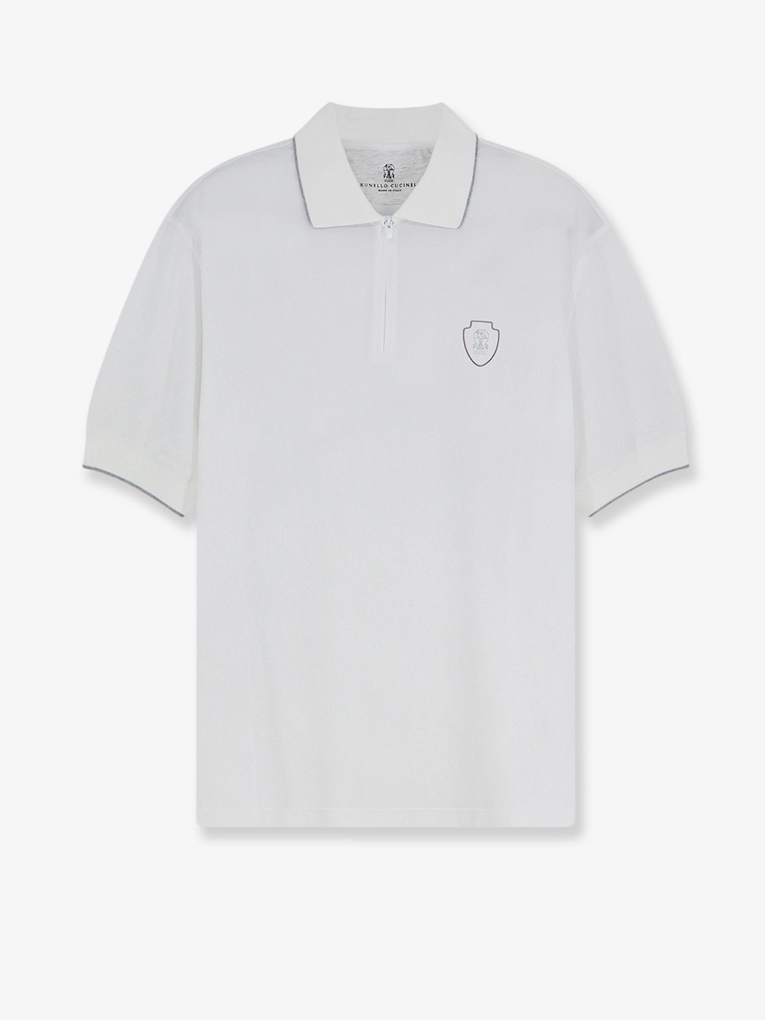 Brunello Cucinelli Men's Technical Fabric Polo Shirt White