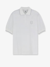 Brunello Cucinelli Men's Technical Fabric Polo Shirt White