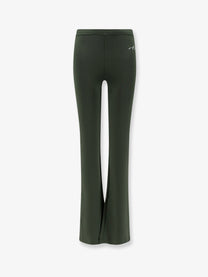 Balenciaga Women's Techwear Flared Technical Fabric Leggings Green