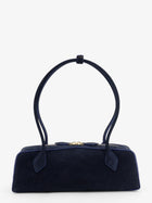 ALAÏA Women's Teckel Medium Suede Shoulder Bag Blue, view 2