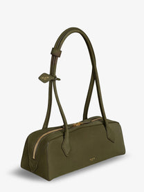 ALAÏA Women's Teckel Medium Suede Shoulder Bag Beige, view 3