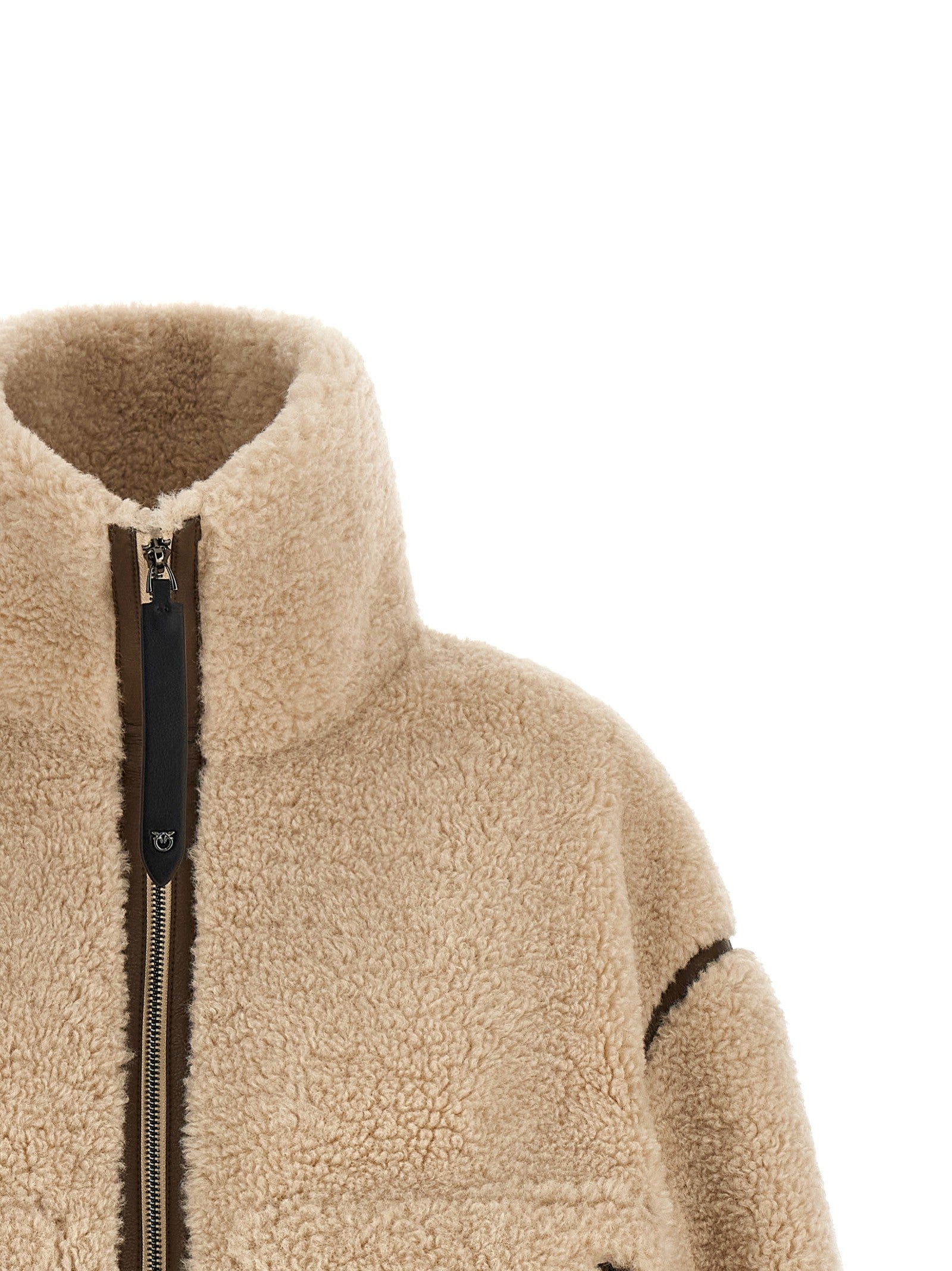 Pinko Teddy Cropped Jacket Beige