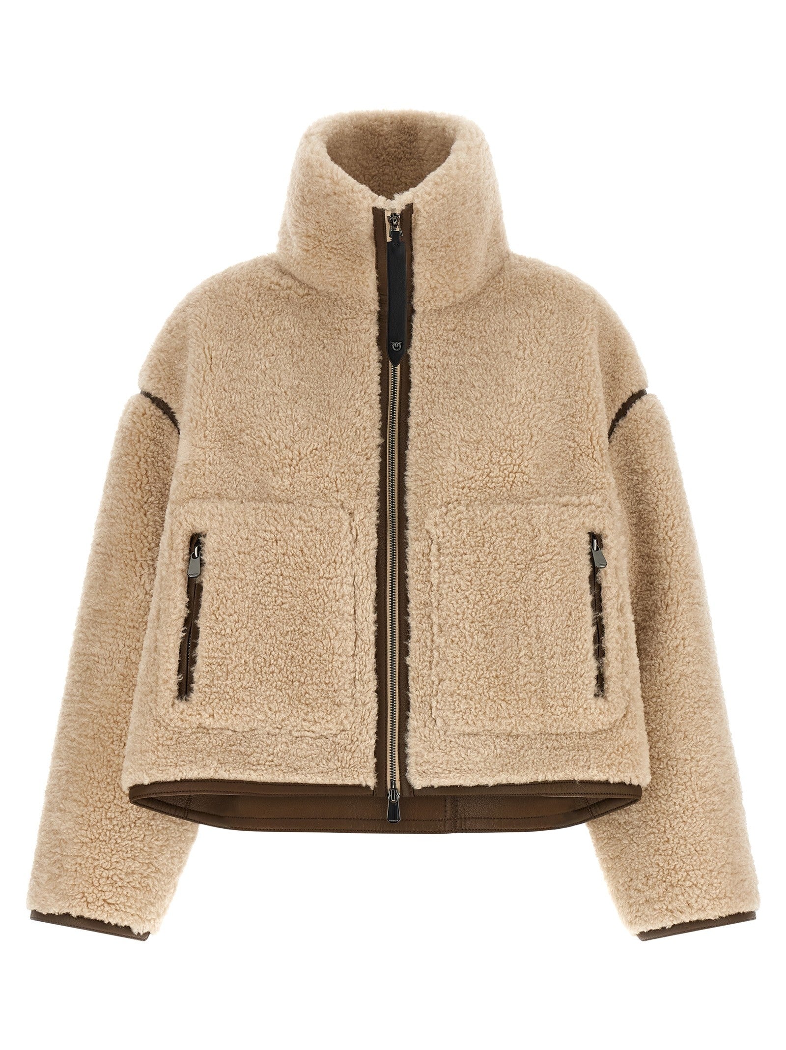 Pinko Teddy Cropped Jacket Beige