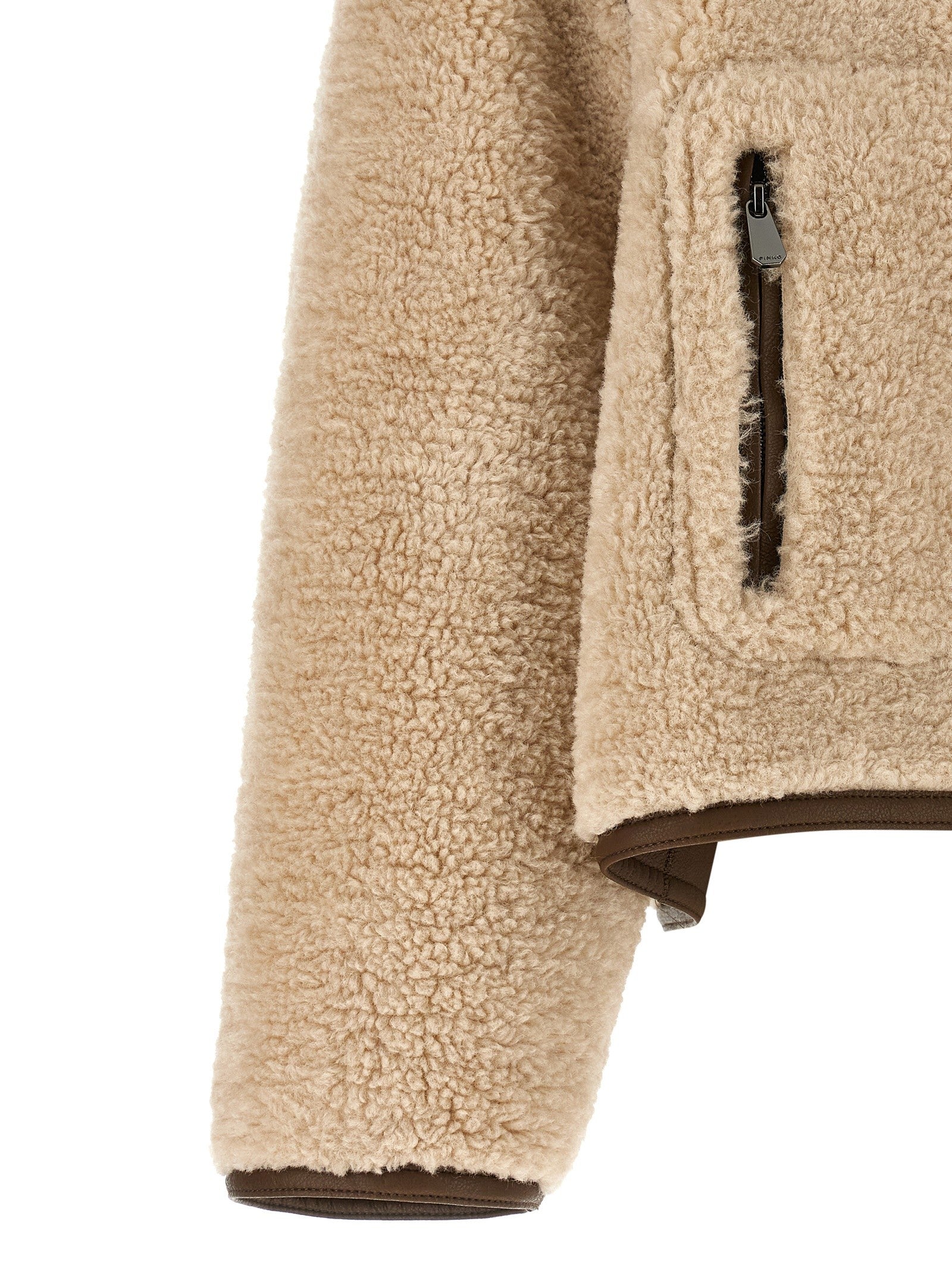 Pinko Teddy Cropped Jacket Beige