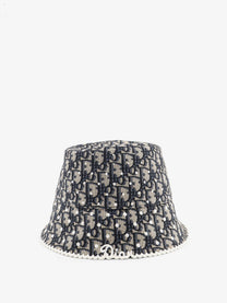 Dior Women's Teddy Polkadior Oblique Narrow Brimmed Bucket Hat Blue