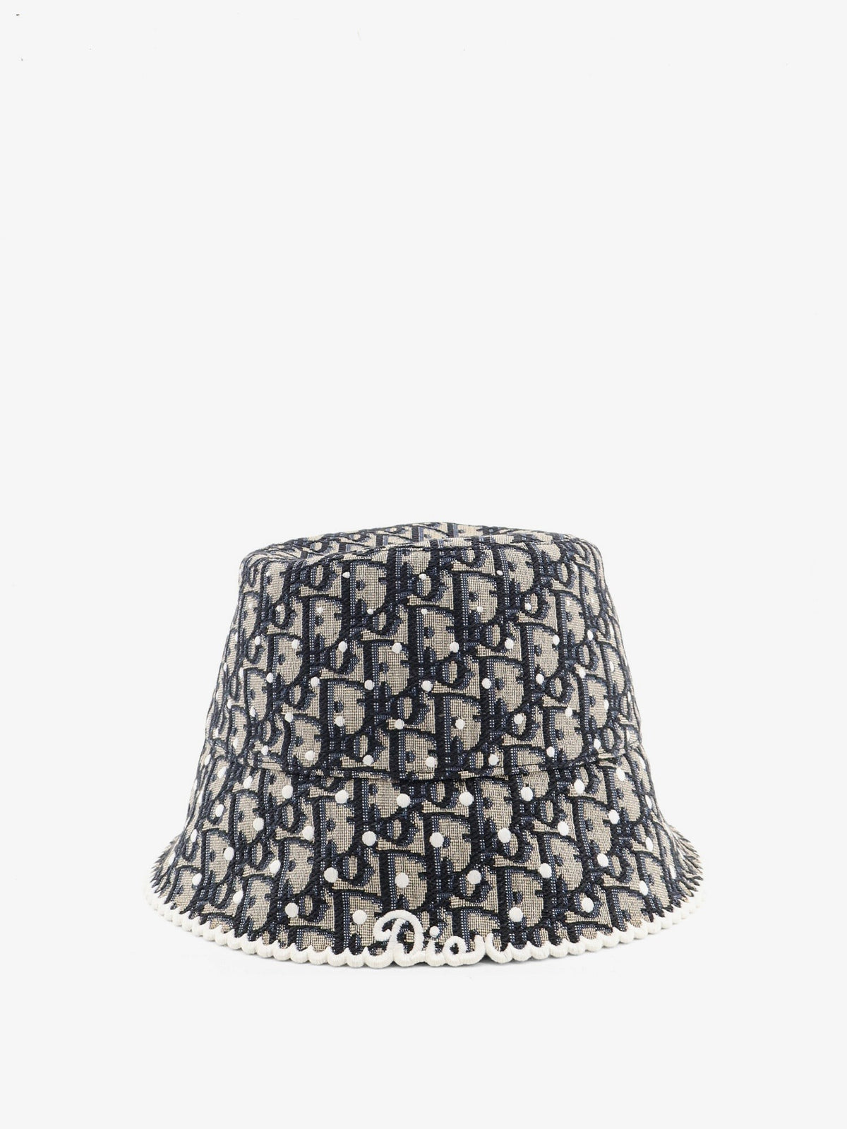 Dior Women's Teddy Polkadior Oblique Narrow Brimmed Bucket Hat Blue