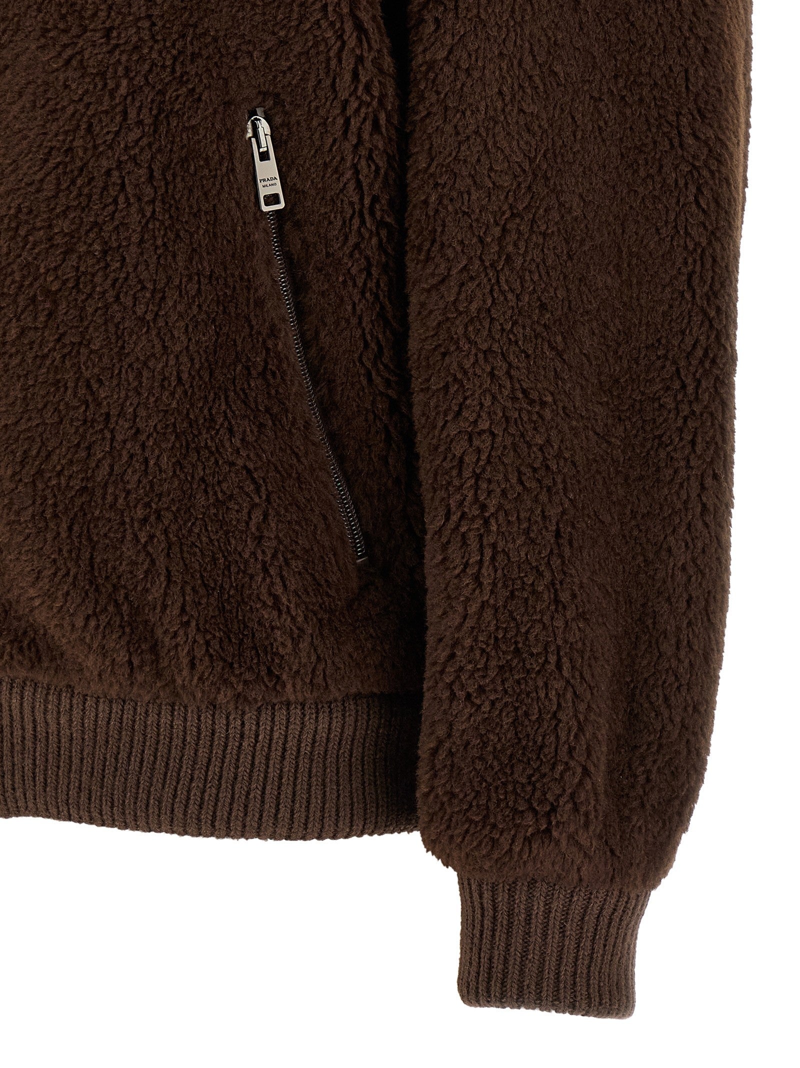 PRADA Teddy Fur Jacket Brown