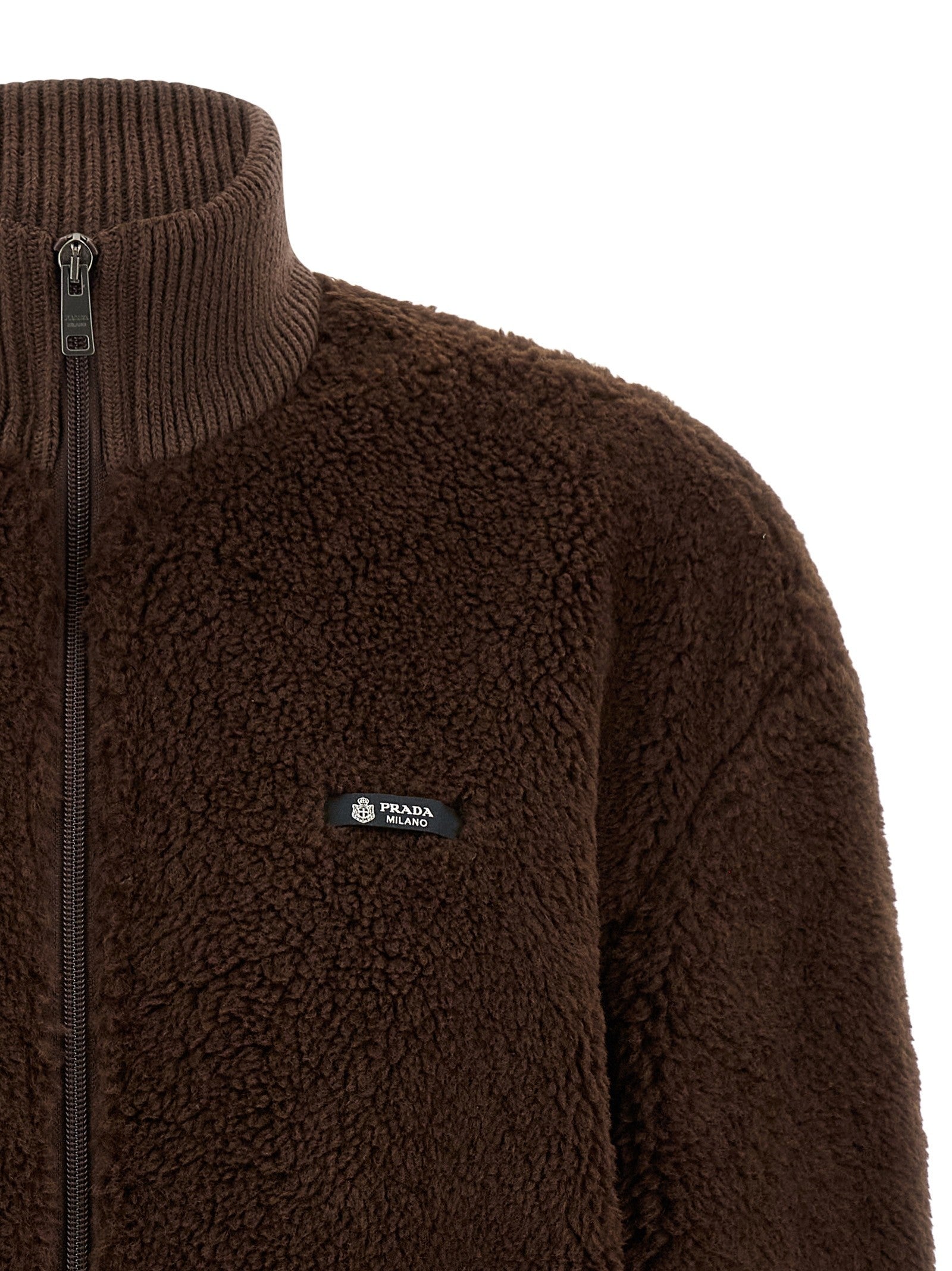 PRADA Teddy Fur Jacket Brown