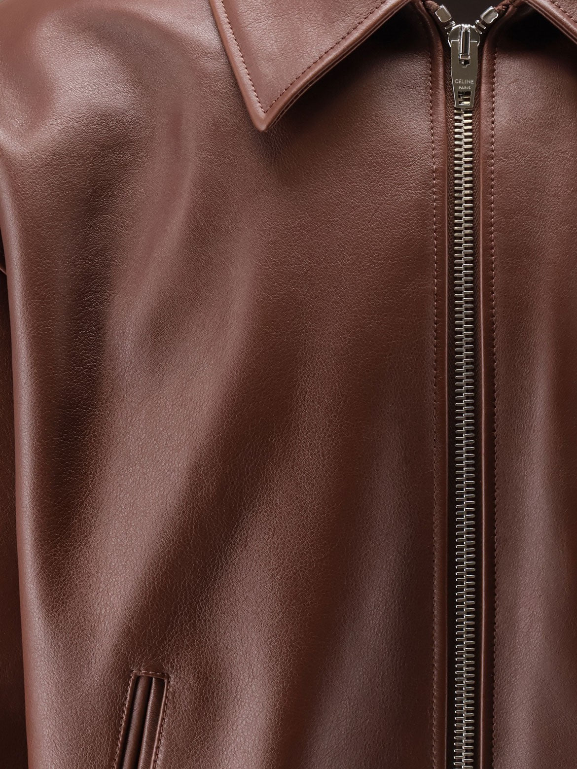 Celine Men's Teddy Leather Jacket Brown