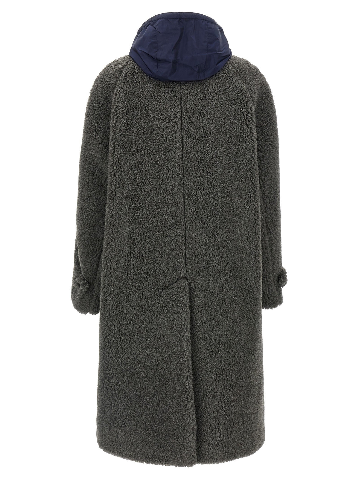Miu Miu Teddy Nylon Hooded Coat Grey, view 3
