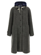 Miu Miu Teddy Nylon Hooded Coat Grey