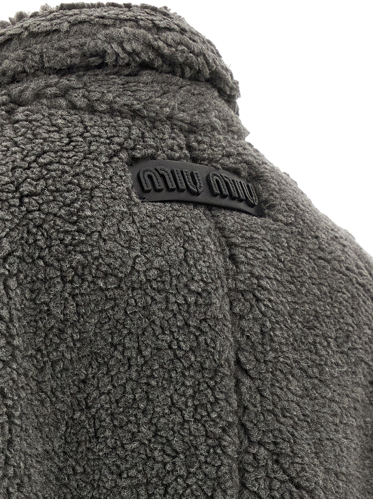Miu Miu Teddy Nylon Hooded Coat Grey, view 5