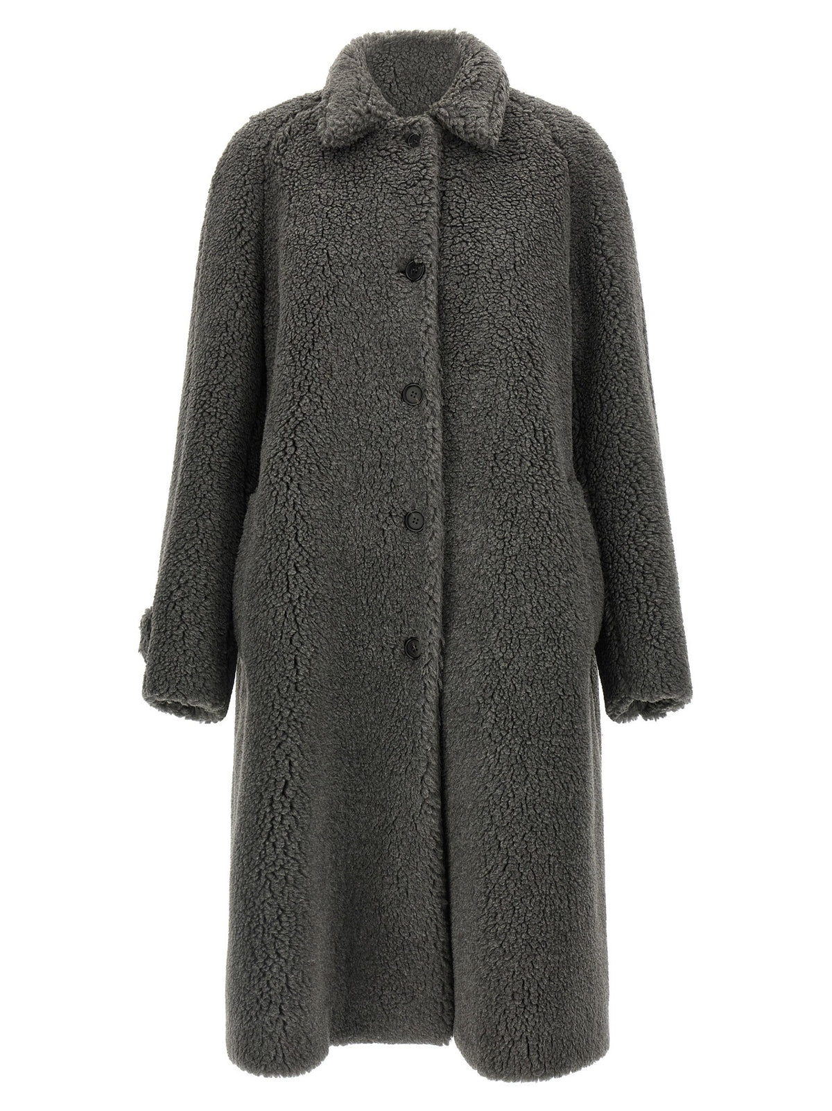 Miu Miu Teddy Nylon Hooded Coat Grey, view 2