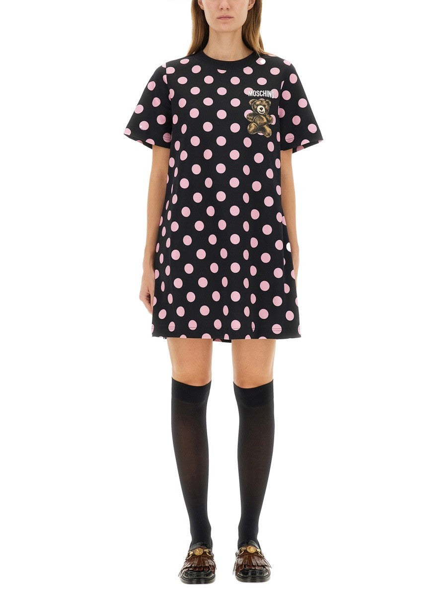 Moschino Women's Teddy Polka Dots Dress Black