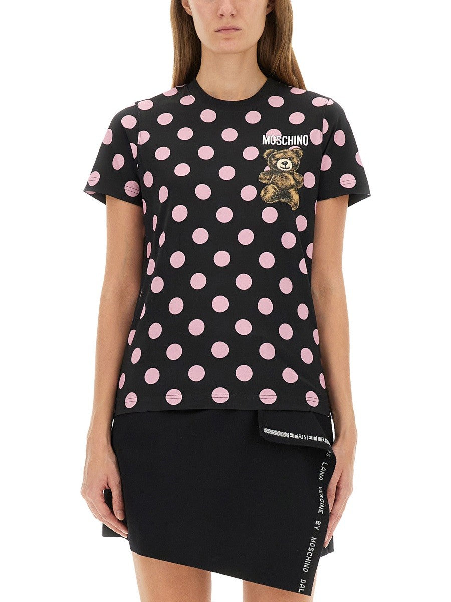 Moschino Women's Teddy Polka Dots Shirt Black