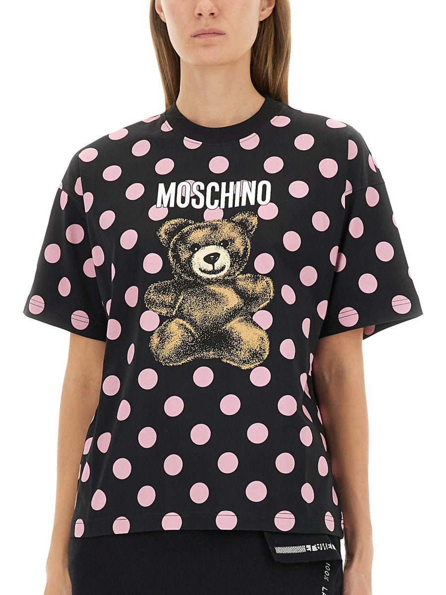Moschino Women's Teddy Polka Dots Shirt Black