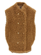 TWINSET Teddy Soft Vest Brown