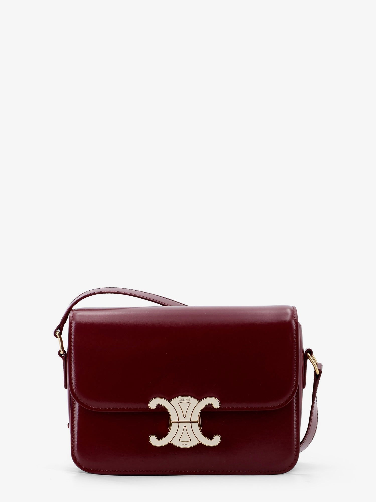 Celine Women's Teen Triomphe Leather Crossbody Bag White