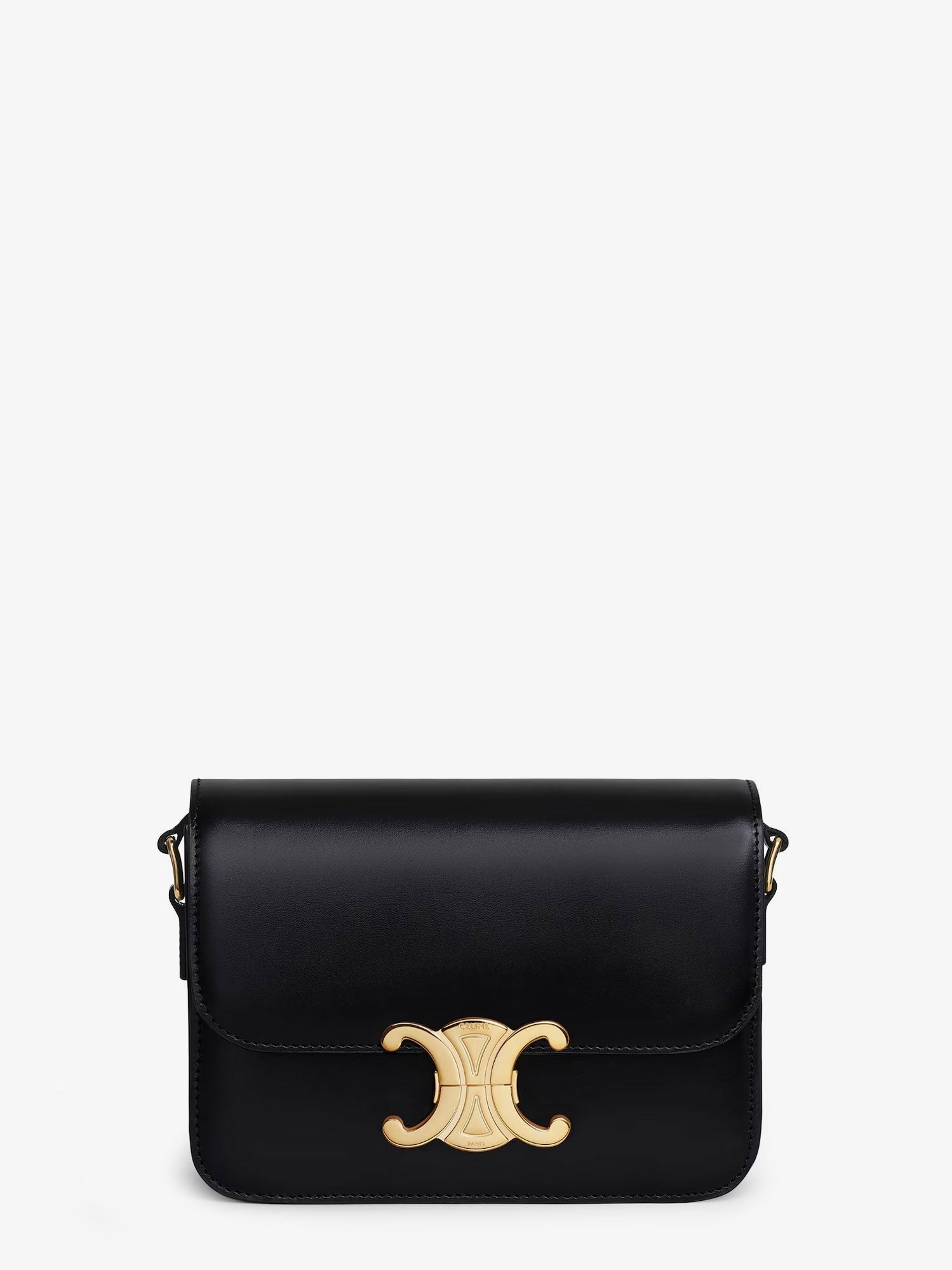 Celine Women's Teen Triomphe Leather Crossbody Bag Black