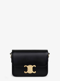 Celine Women's Teen Triomphe Leather Crossbody Bag Black