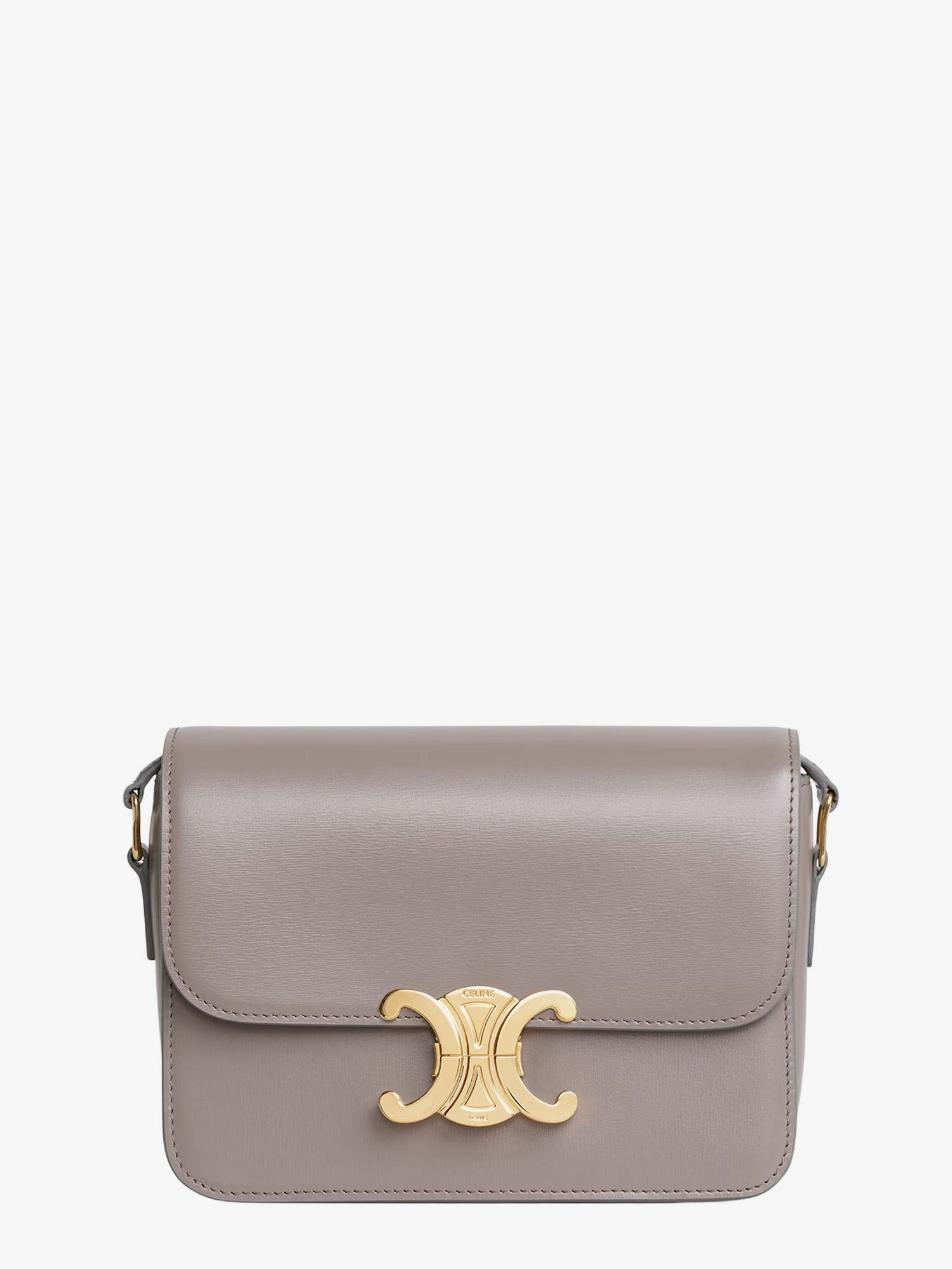 Celine Women's Teen Triomphe Leather Crossbody Bag PEBBLE