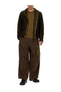 Ten c men’s awake ny ten shirt green dark olive green hooded jacket with button front and tan lining accents