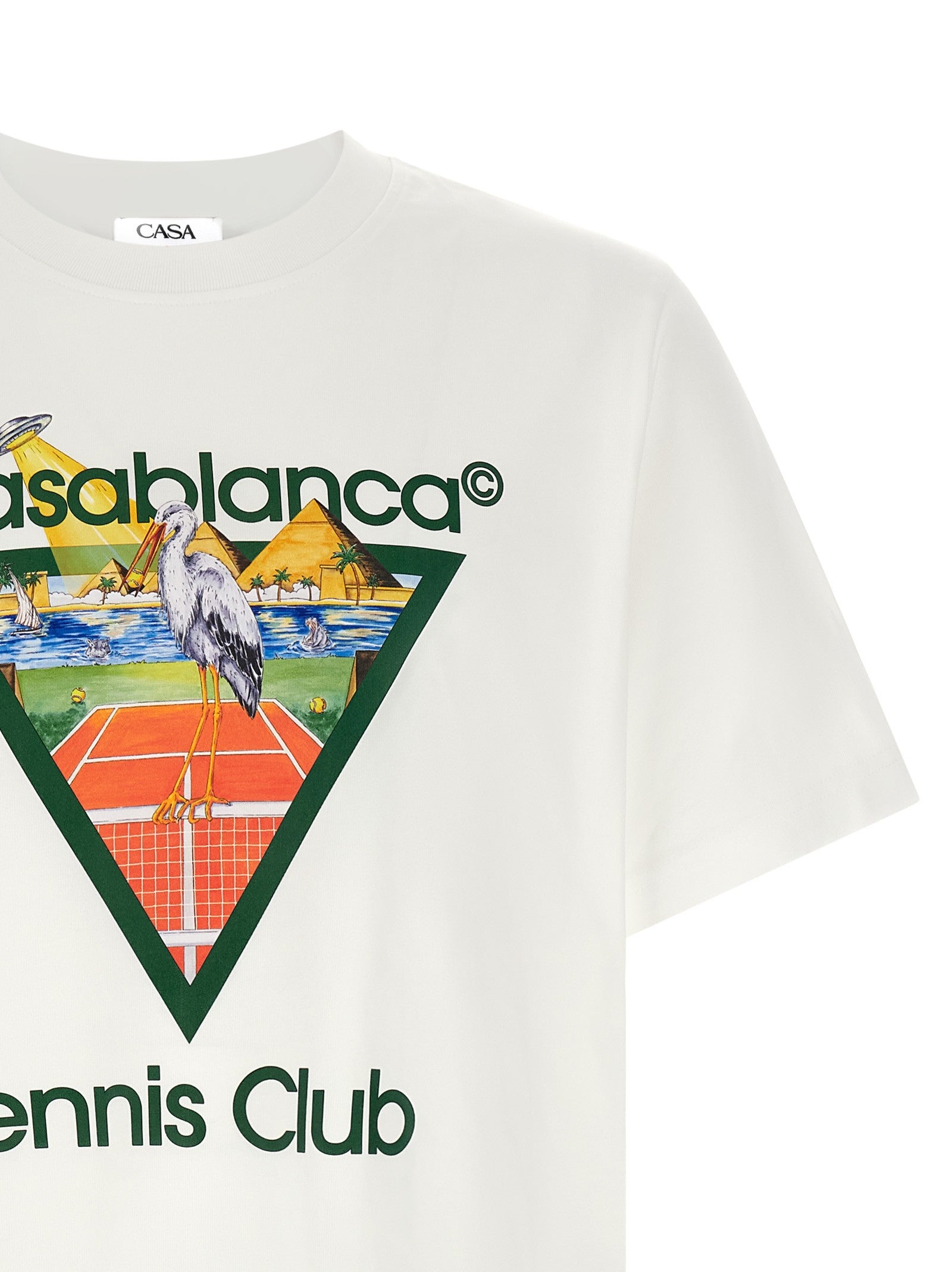 Casablanca Tennis Club Front Print Shirt White