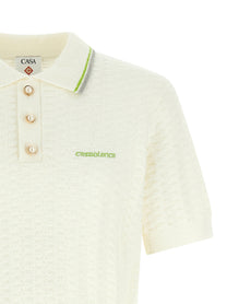 Casablanca Tennisbouclé Polo Shirt White