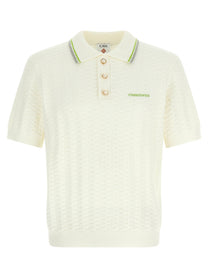 Casablanca Tennisbouclé Polo Shirt White