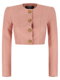 Balmain Testa Di Leone Bolero Blazer Blue