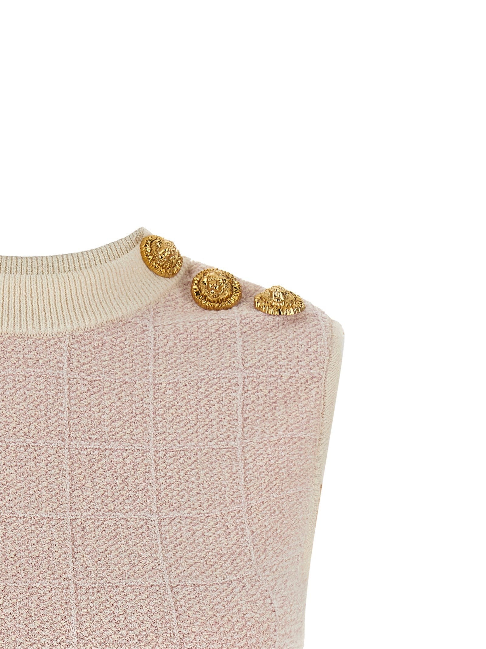 Balmain Testa Di Leone Tweed Vest Blue