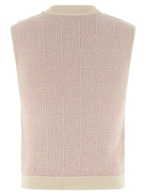 Balmain Testa Di Leone Tweed Vest Blue