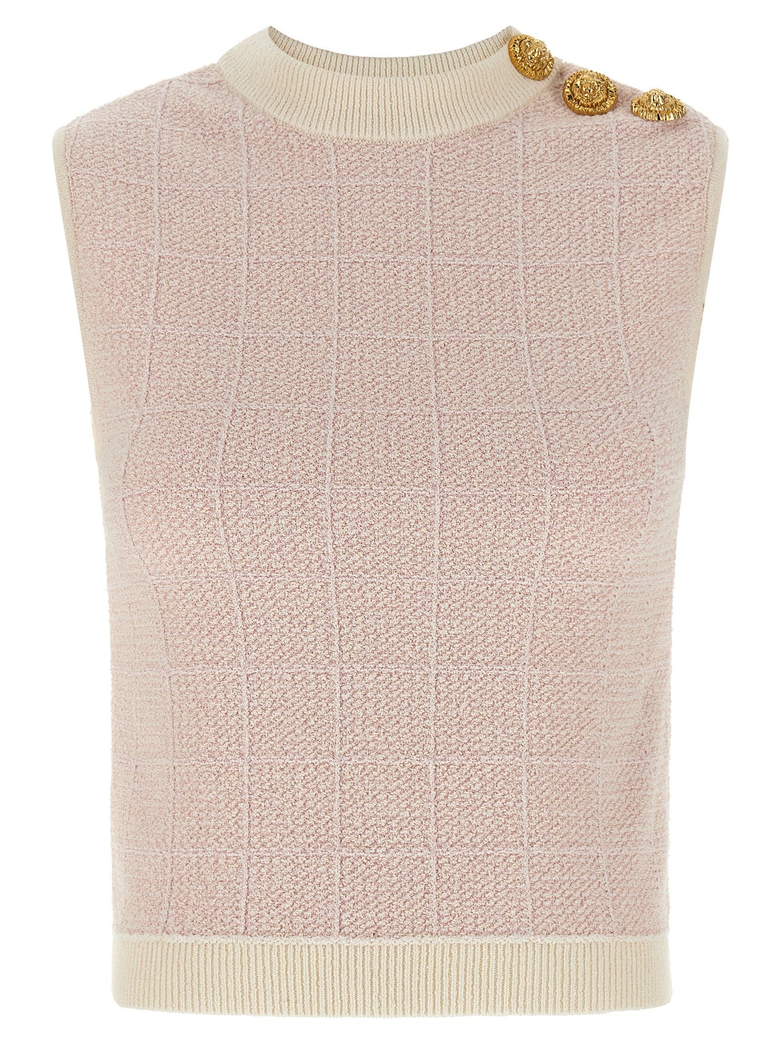 Balmain Testa Di Leone Tweed Vest Blue
